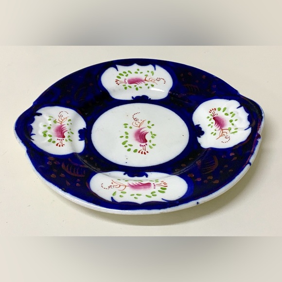 19th Century Vintage Gaudy Welsh Feather Pattern Handled Biscuit Tray - Picture 5 of 15